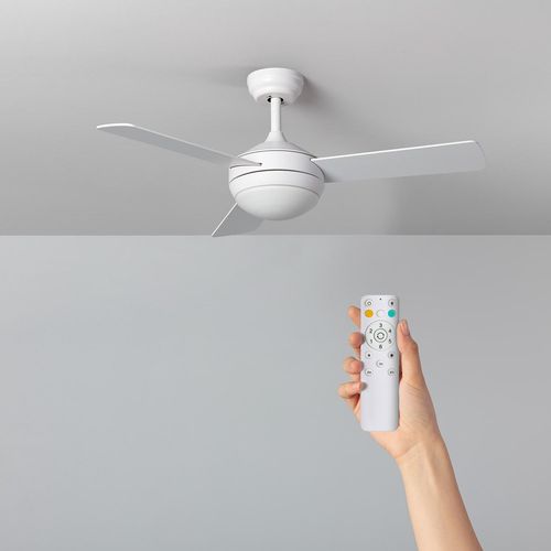 Ventilateur Exterieur Silencieux Navy 107cm Moteur DC Avec Lumière Télécommande Blanc
