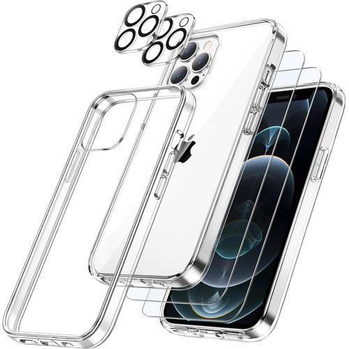 Coque Silicone Transparente + Verres Trempes Et Protections Camera Arriere X2 Pour Iphone 12 Pro Little Boutik®