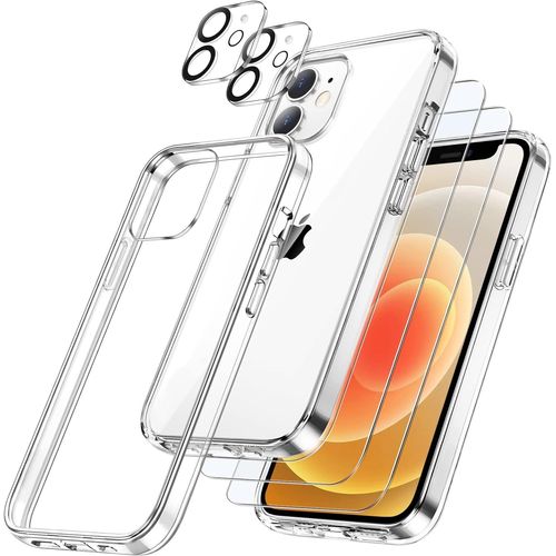 Coque Silicone Transparente + Verres Trempes Et Protections Camera Arriere X2 Pour Iphone 12 Little Boutik®