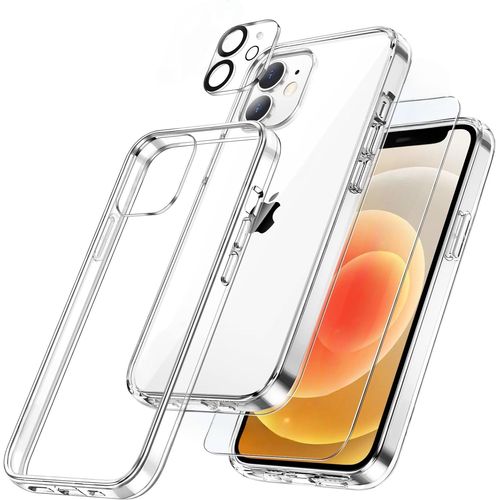 Coque Silicone Transparente + Verre Trempe Et Protection Camera Arriere Pour Iphone 12 Little Boutik®