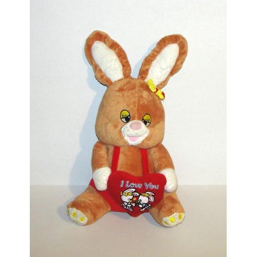 Lapin I Love You Tommy Toys Peluche Lapin Amoureux Assis 