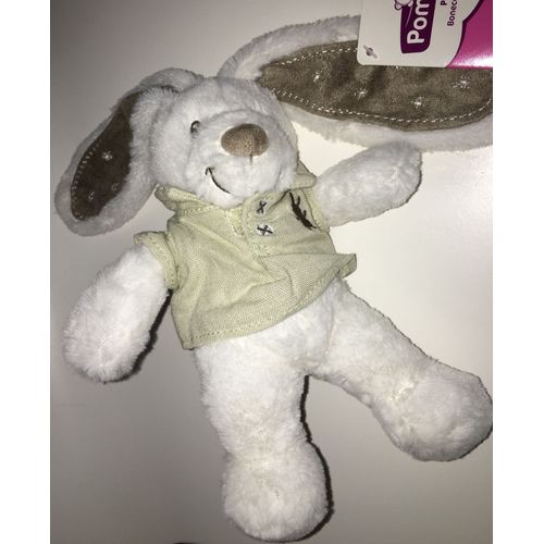 Doudou Lapin Blanc Pommette Veste Beige Lin Peluche Bebe Naissance Security Blancket Plush White Bunny Soft Toys 