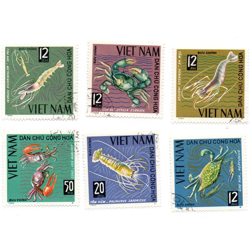 Vietnam - Série De Complète De 6 Timbres Oblitérés-N°442/47- Crustacés Divers