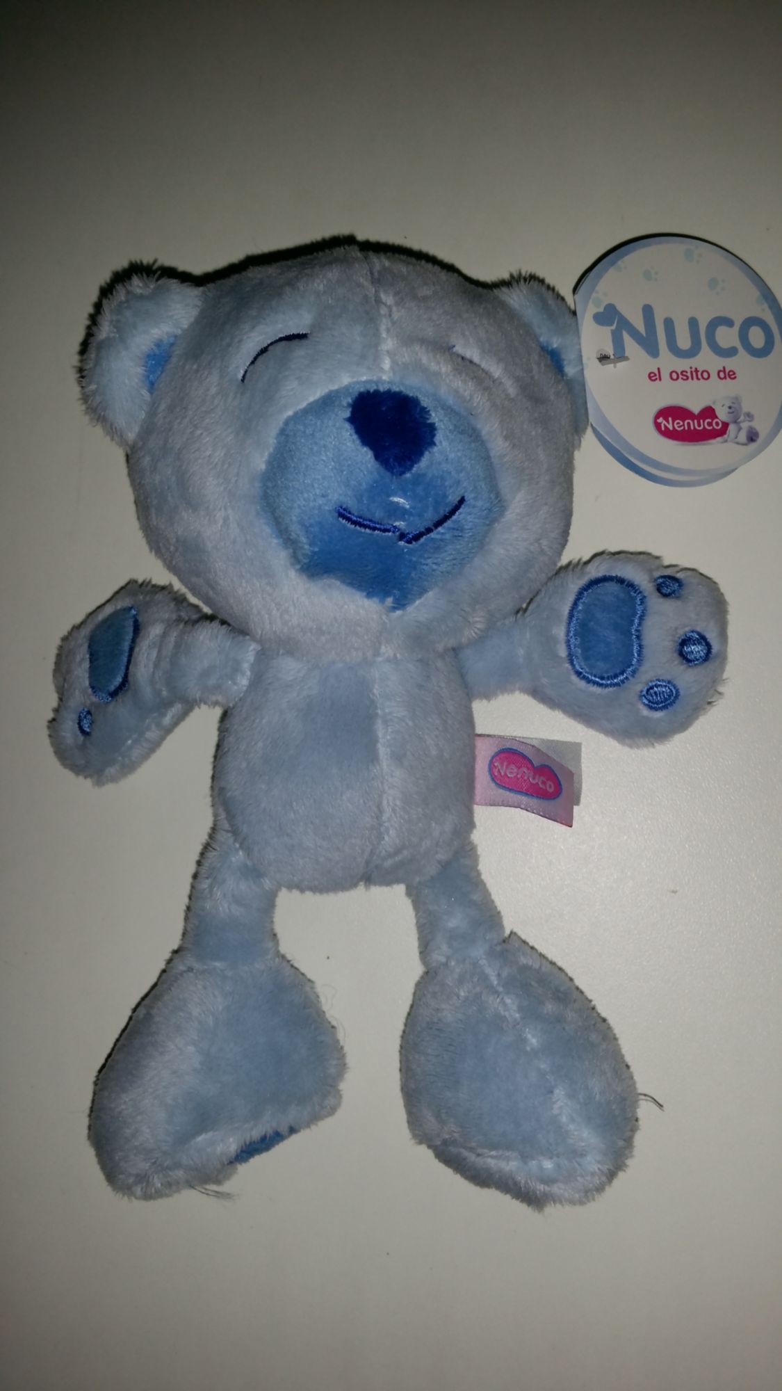 Doudou Ours Ourson Nenuco Famosa  Softies Bleu Bébé Brodé Jouet Bebe Naissance Peluche Plush Éveil Enfant Comfort Blanket Comforter Soft Toy 20 Cm