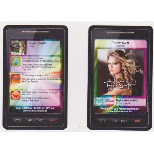 2 Cartes Taylor Swift ( 6 X 8 Cm ) 
