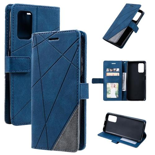 Étui Pour Xiaomi Redmi 9t Cuir Pu Porte-Cartes Kickstand Portefeuille Flip Folio Magnétique Antichoc - Bleu