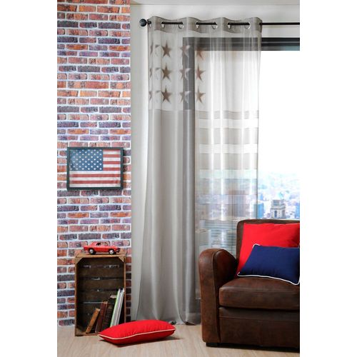 Panneau Voile - Oeillets - 135 X 260 Cm - Texas - Gris Gris