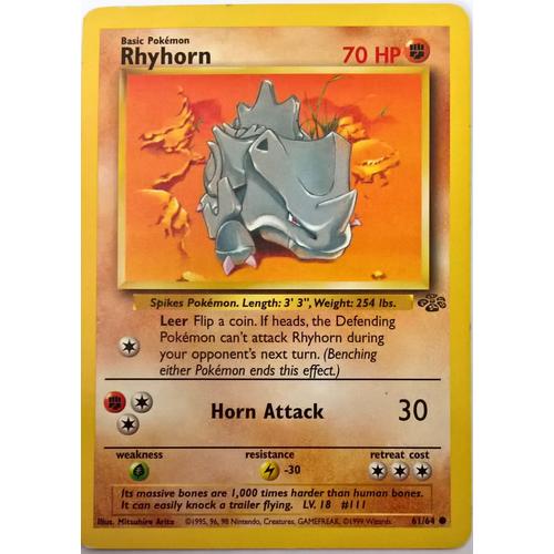 Rhyhorn (Rhinocorne) 70hp - Jungle - 61/64 ● (Us)