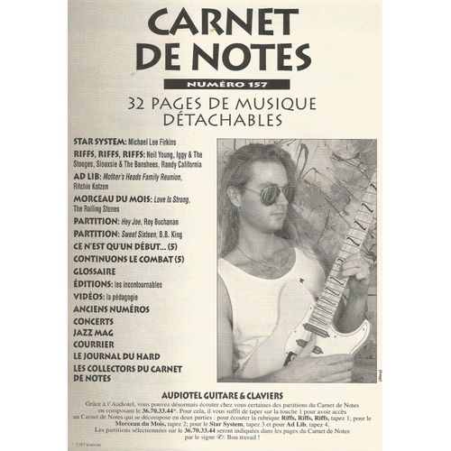 Carnet De Notes Numéro 157 (32 Pages De Musique Détachables)