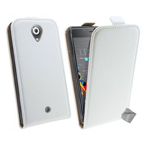 Housse Etui Coque Pochette Pu Cuir Fine Pour Wiko U Feel Lite + Verre Trempe - Blanc