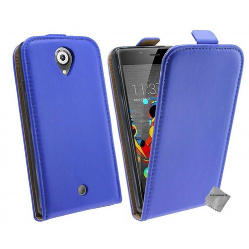 Housse Etui Coque Pochette Pu Cuir Fine Pour Wiko U Feel Lite + Verre Trempe - Bleu