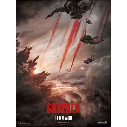 Godzilla-Véritable Pre-Affiche De Cinéma Pliée-Format 40x60 Cm -De Gareth Edwards (2) Avec Aaron Taylor-Johnson, Elizabeth Olsen, Bryan Cranston, David Strathairn, Juliette Binoche, Ken Watanabe- 2014