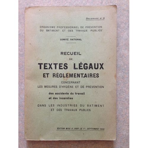 Recueil De Textes Légaux Et Réglementaires... Document N°8