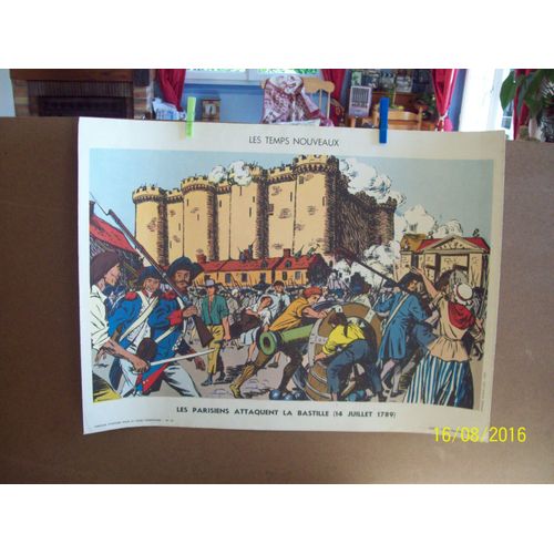 Affiche Scolaire Collection Sudel Tableaux D Histoire Pour Le Cours Elementaire N 25 Les Parisiens Attaquent La Bastille ( 14 Juillet 1789 ) , N 29 La Prise D Alger