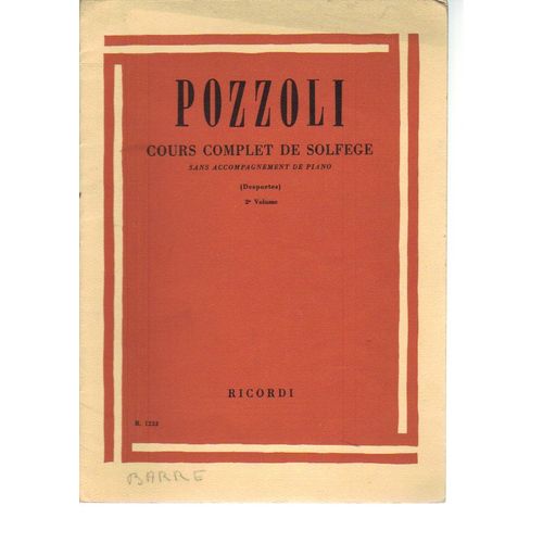 Pozzoli / Cours Coplet De Solfege / Desportes Vol 2 / Ricordi
