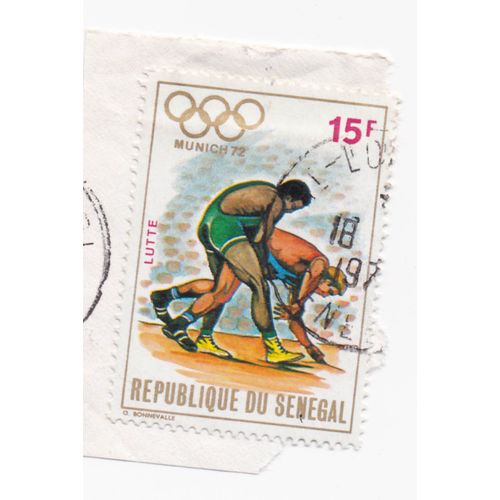 Timbre République Du Sénégal : Jeux Olympiques De Munich 1972, Lutte, 15 F