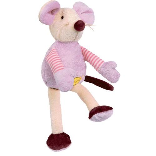 Doudou Peluche Pantin Souris Mouse Maus Parme Violet Violette Rose Rayé Bordeau Fille Babynat Baby'nat Babynat
