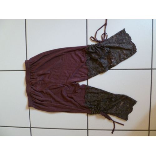 Legging Court Dentelle Marron Taille : 34