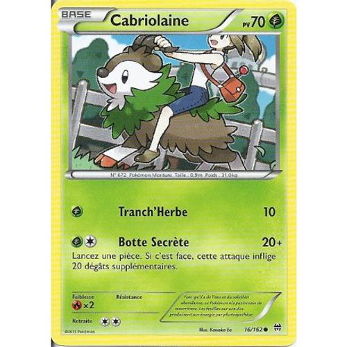 Carte Pokemon - Cabriolaine - Pv 70 - 16/162 - Commune - Vf