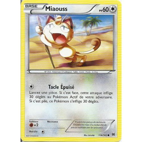 Carte Pokemon - Miaouss - Pv 60 - 114/162 - Commune - Vf