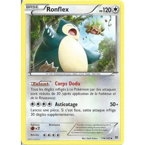 Carte Pokemon - Ronflex - Pv 120 - 118/162 - Peu Commune - Vf