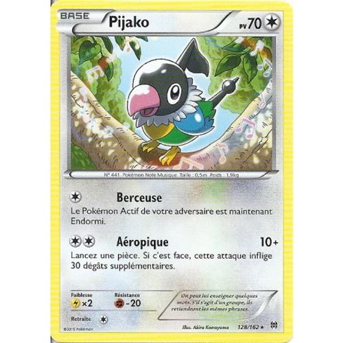 Carte Pokemon - Pijako - Pv 70 - 128/162 - Rare - Vf