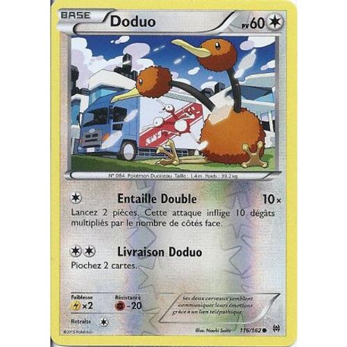 Carte Pokemon - Doduo - Pv 60 - 116/162 - Holo Reverse - Vf