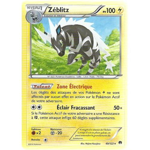 Carte Pokemon - Zéblitz - Pv 100 - 49/122 - Rare - Vf