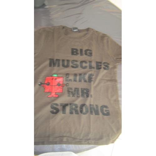 T-Shirt Marron Humoristiqu Monsieur Muscle Taille L