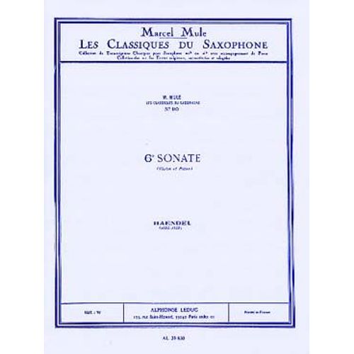 6ème Sonate - Les Classiques Du Saxophone N° 90