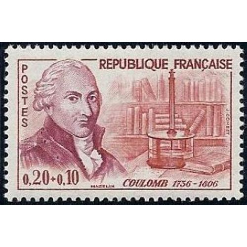 France 1961, Très Beau Timbre Neuf** Luxe Yvert 1297, Le Physicien Coulomb Et Sa Balance De Torsion, Cote 3 Euros.