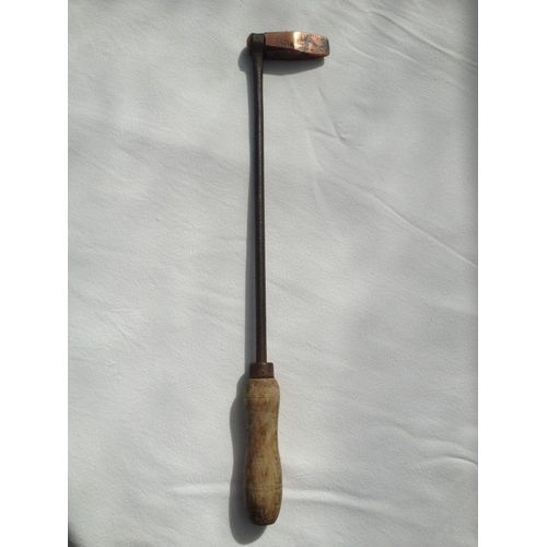 Ancien Fer A Souder 38cm De Long Cuivre Manche Bois