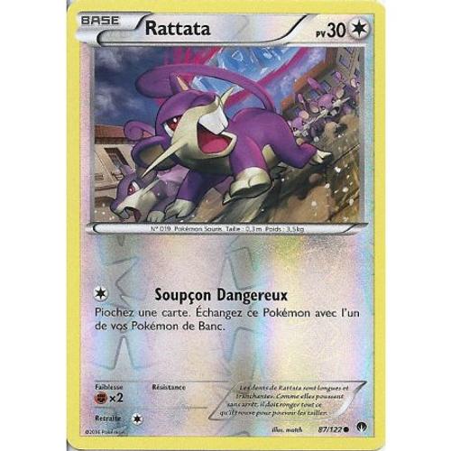 Carte Pokemon - Rattata - Pv 30 - 87/122 - Holo Reverse - Vf