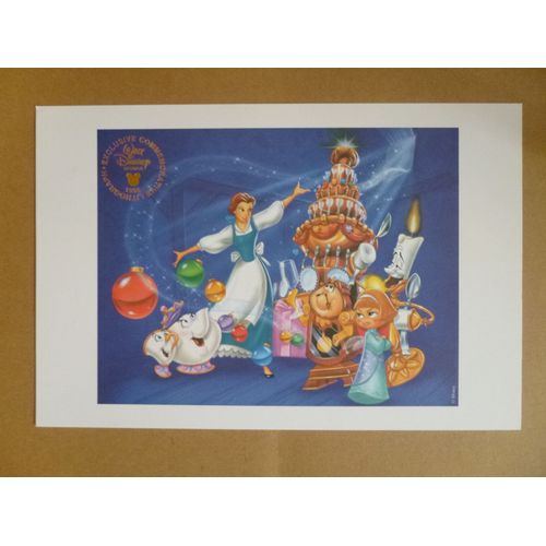 Disney - La Belle Et La Bête - Lithographie Exclusive Commémorative 1998 - Comme Neuf