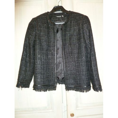 Veste Chic /Élégante Noire Et Brillante Bi-Matière Taille 36 Neuve Avec Étiquette Marque : Votre Mode