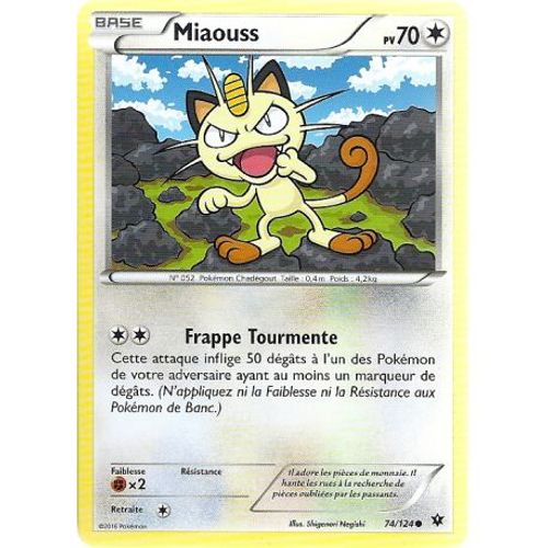 Carte Pokemon - Miaouss - Pv 70 - 74/124 - Commune - Vf