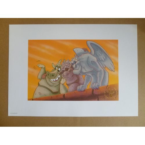 Disney - Le Bossu De Notre Dame, Les Gargouilles - Lithographie Exclusive Commémorative 1997 - Comme Neuf