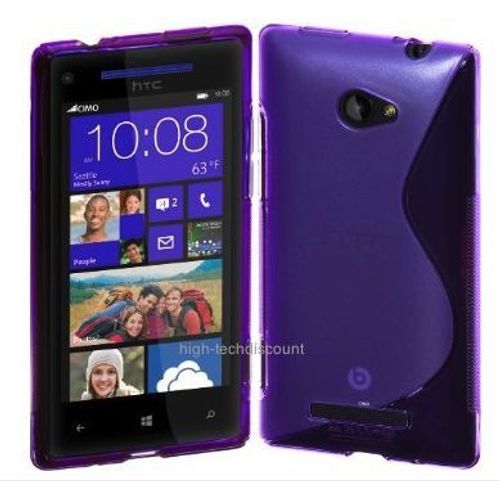 Housse Etui Coque Silicone Gel Mauve Pour Windows Phone 8s By Htc + Film Ecran