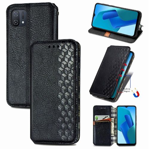Étui Pour Oppo A16k Fonction Portefeuille Couverture Rabotant Affaires Exquises Conception De Mode Étui En Cuir - Noir