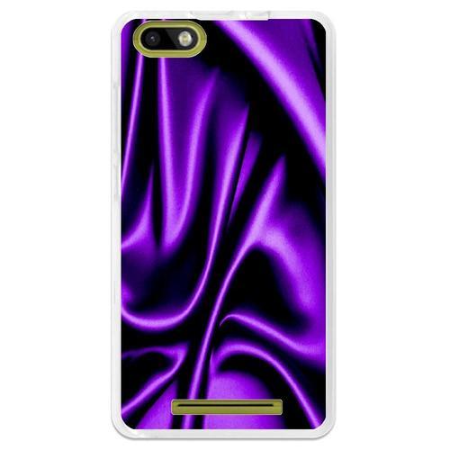 Coque Souple Pour Wiko Lenny 3 Avec Impression Motifs Soie Drapée Mauve