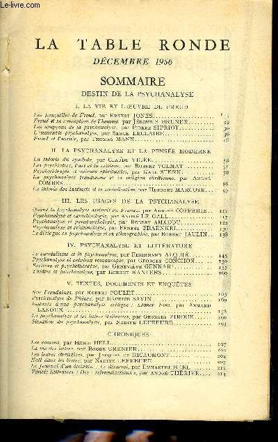 La Table Ronde N° 108 - Destin De La Psychanalysei. La Vie Et L'¿Uvre De Freudles Fiançailles De Freud, Par Ernest Jones.Freud Et Sa Conception De L'homme, Par Jérôme S. Bruner.Les Soupçons ...