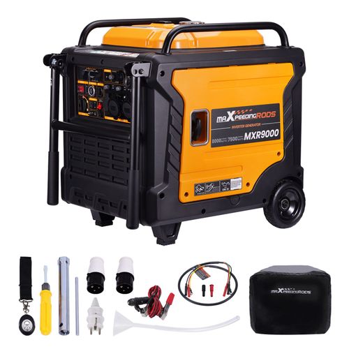 Groupe electrogene 7500W Inverter générateur electrique Démarrage à essence 4 temps avec roues prises USB et 230V pour le camping car chantier maXpeedingrods
