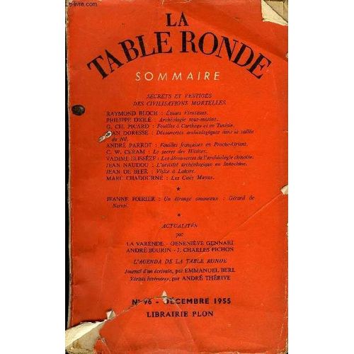 La Table Ronde N° 96 - Secrets Et Vestiges Des Civilisations Mortellesraymond Bloch : Études Étrusques.Philippe Diolé : Archéologie Sous-Marine.G. Ch. Picard : Fouilles À Carthage Et En ...