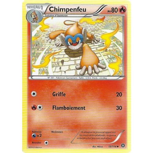 Carte Pokemon - Xy11 - Offensive Vapeur - Chimpenfeu - Pv 80 - 19/114 - Peu Commune - Vf