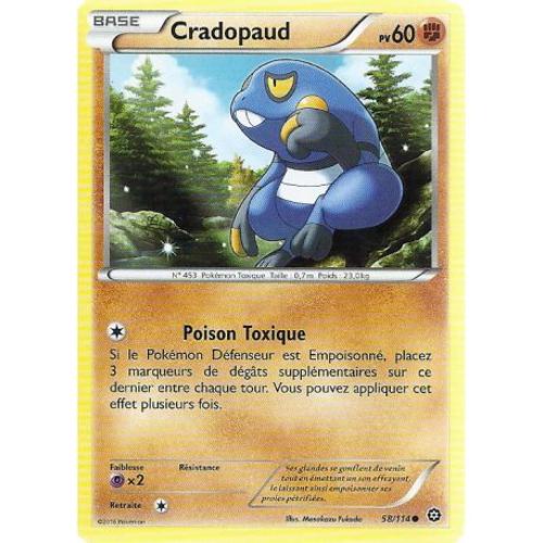 Carte Pokemon - Xy11 - Offensive Vapeur - Cradopaud - Pv 60 - 58/114 - Commune - Vf