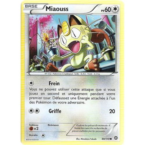 Carte Pokemon - Xy11 - Offensive Vapeur - Miaouss - Pv 60 - 88/114 - Commune - Vf