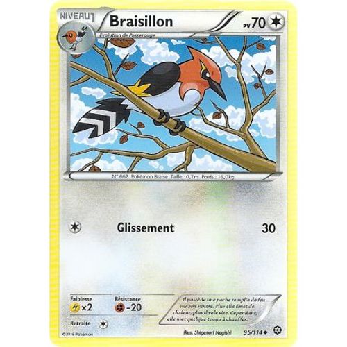 Carte Pokemon - Xy11 - Offensive Vapeur - Braisillon - Pv 70 - 95/114 - Peu Commune - Vf