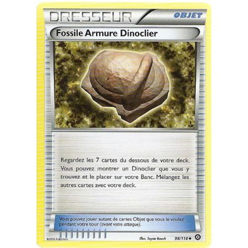 Carte Pokemon - Xy11 - Offensive Vapeur - Fossile Armure Dinoclier - Dresseur  - 98/114 - Peu Commune - Vf