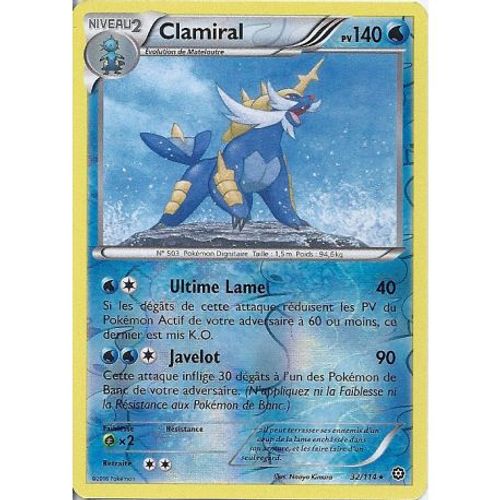 Carte Pokemon - Xy11 - Offensive Vapeur - Clamiral - Pv 140 - 32/114 - Holo Reverse - Vf