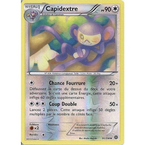 Carte Pokemon - Xy11 - Offensive Vapeur - Capidextre - Pv 90 - 91/114 - Holo Reverse - Vf